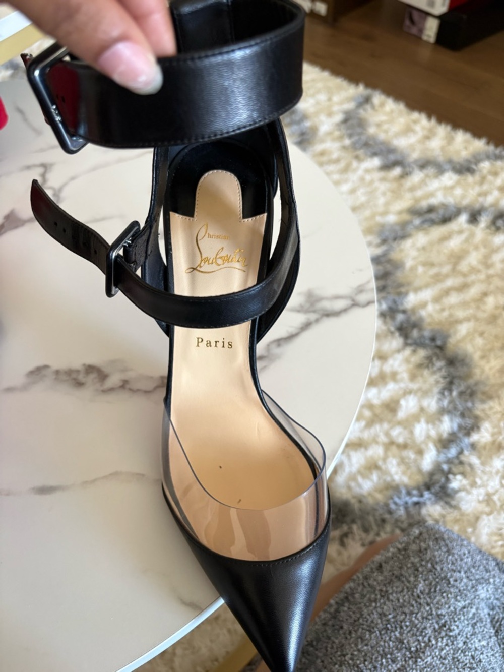 Christian Louboutin Black Leather Slingback Pumps with Red Sole With Box - Picture 2 of 11